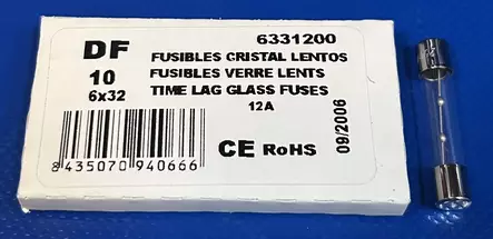 6,3*32 mm 12A 250V T Lasiputkisulake - Lasiputkisulakkeet 6,3x32mm nopeat (F) j - 3021398-6331200 - 1