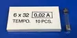 6,3*32mm 20mA 250V T Lasiputkisulake - Lasiputkisulakkeet 6,3x32mm nopeat (F) j - 534000 - 1