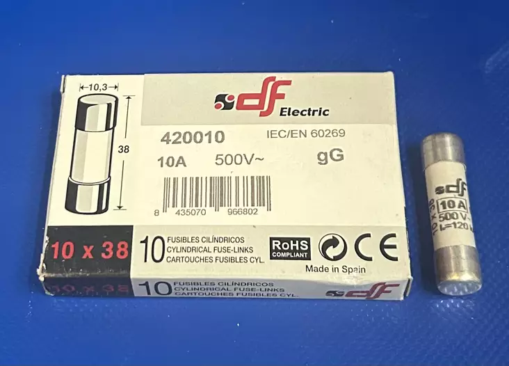 10*38 mm 10A 500V gL Putkivaroke - Keraamiset putkisulakkeet gG - 3121401-420010 - 1