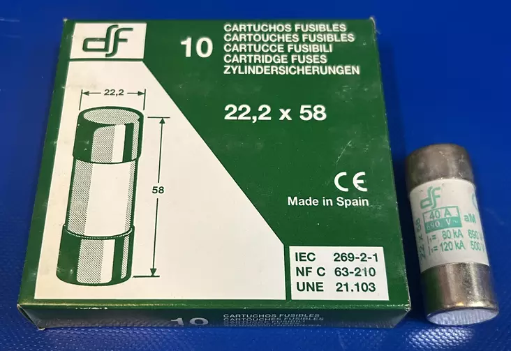 22*58 mm 40A 690V aM Putkivaroke iskurilla - Keraamiset putkisulakkeet aM - 442240 - 1