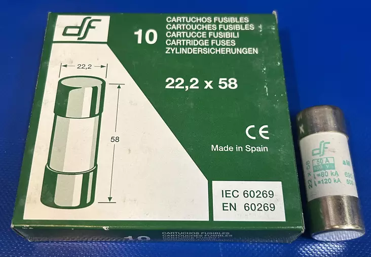 22*58 mm 50A 690V aM Putkivaroke iskurilla - Keraamiset putkisulakkeet aM - 442250 - 1