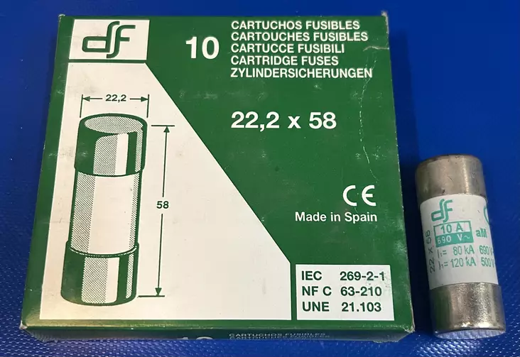 22*58 mm 10A 690V gl-gG Putkivaroke - Keraamiset putkisulakkeet gG - 3121453-422010 - 1