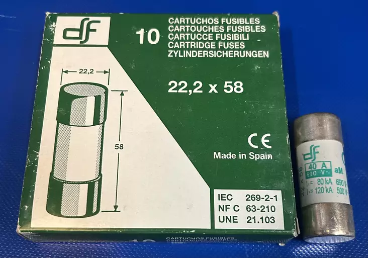 22*58 mm 40A 690V aM Putkivaroke - Keraamiset putkisulakkeet aM - 3121475-442040 - 1