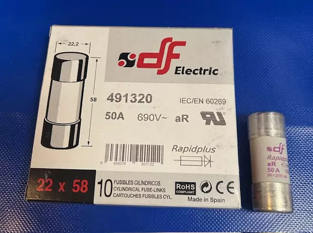 22*58 mm 50A 690Vac / 700Vdc aR Putkivaroke - Erikoisnopeat putkisulakkeet aR - 3121329-491320 - 1