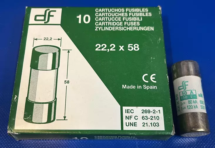 22*58 mm 50A 690V aM Putkivaroke - Keraamiset putkisulakkeet aM - 3121476-442050 - 1