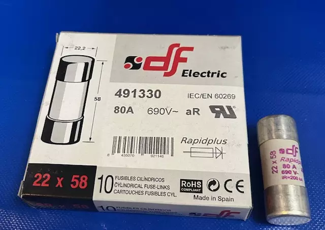 22*58 mm 80A 690Vac / 500Vdc aR Putkivaroke - Erikoisnopeat putkisulakkeet aR - 3121331-491330 - 1