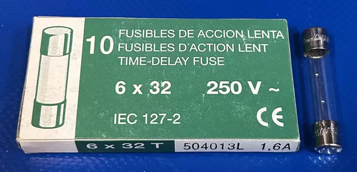6,3*32 mm 1,6A 250V T Lasiputkisulake - Lasiputkisulakkeet 6,3x32mm nopeat (F) j - 3021387-6330160 - 1