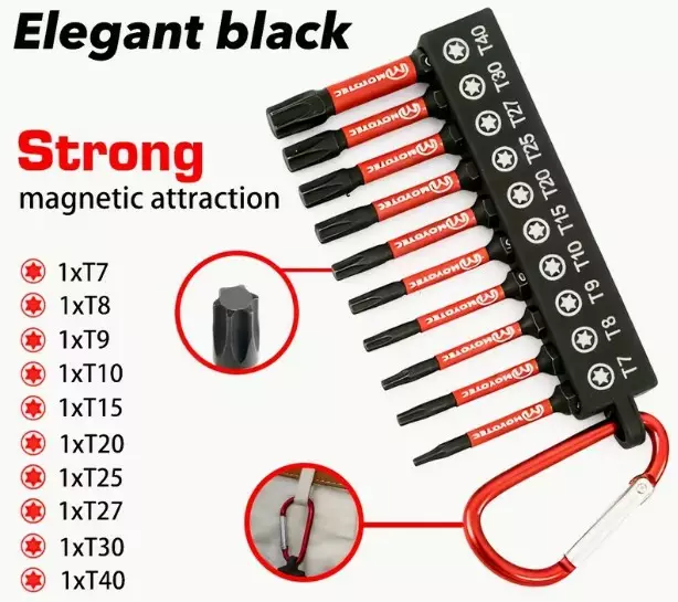 TORX-konekärkisarja 10os. T7-T40 50mm - Konekärjet akkuvääntimille - TORX-Kit_T7-T40_50 - 1