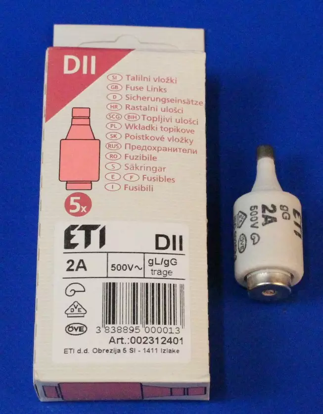 D II 2A 500V hidas tulppasulake - Hitaat tulppasulakkeet DII / E27 ja DIII - 3021110 - 1