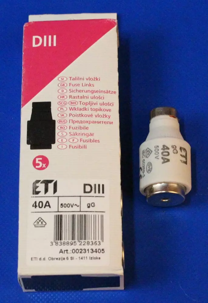 DIII E33 40A 500V hidas tulppasulake - Hitaat tulppasulakkeet DII / E27 ja DIII - 3021120 - 1