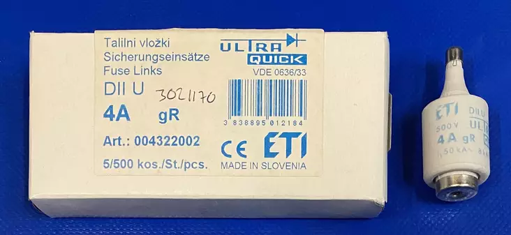 Erikoisnopea tulppasulake DII 4A 500V gR Silized - Erikoisnopeat tulppasulakkeet E27 / DII  - 3021170 - 1