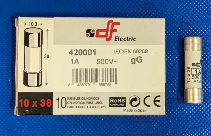 10*38 mm 1A 500V gL Putkivaroke - Keraamiset putkisulakkeet gG - 3121396-420001 - 1