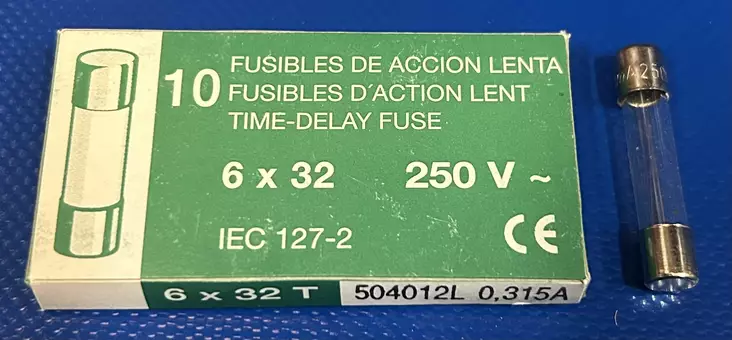 6,3*32 mm 0,315A 250V T Lasiputkisulake - Lasiputkisulakkeet 6,3x32mm nopeat (F) j - 3021380-6330031 - 2