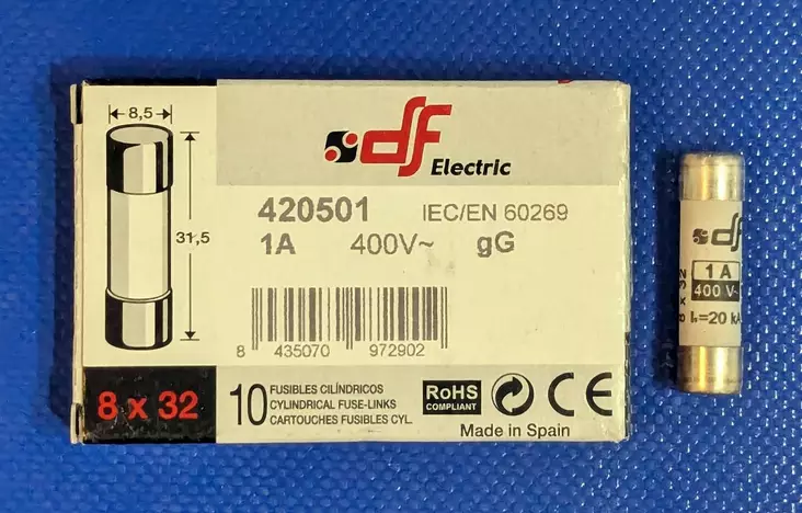 8,5*31,5 mm 1A 400V gl-gG Putkivaroke - Keraamiset putkisulakkeet gG - 3121375-420501 - 1