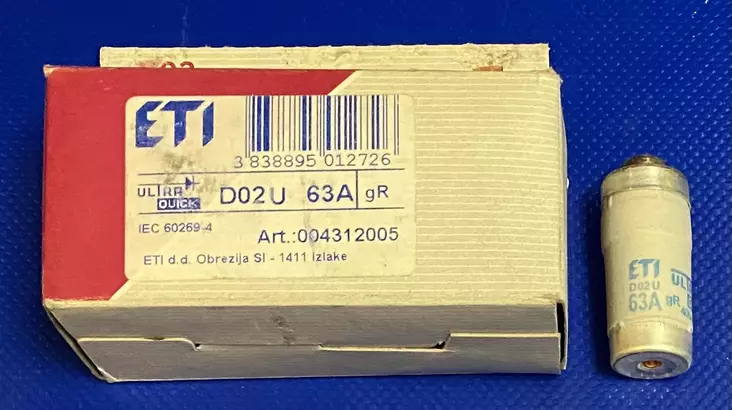 D02 63A gR 400V~ tai 250V- Erik.nop tulppavaroke - Erikoisnopeat tulppasulakkeet Neozed E14 - 3021161 - 1