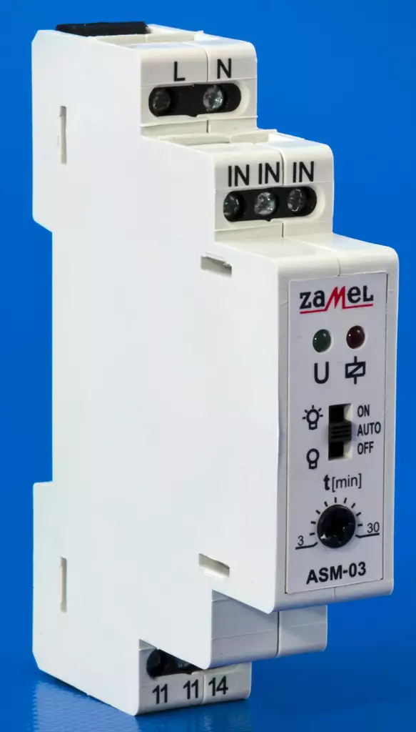 Porrasvaloautomaatti 230Vac 3-30min 16A AC1 4000VA - Din-Moduuli porrasvaloautomaatit - 2617801 - 1