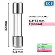 6,3*32 mm 0,125A 250V F Lasiputkisulake - Lasiputkisulakkeet 6,3x32mm - 3021351-6030012 - 1