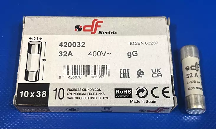 10*38 mm 32A 400V gL Putkivaroke - Keraamiset putkisulakkeet gG - 3121406-420032 - 1