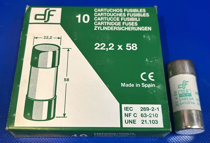 22*58 mm 12A 690V aM Putkivaroke iskurilla - Keraamiset putkisulakkeet aM - 442212 - 1