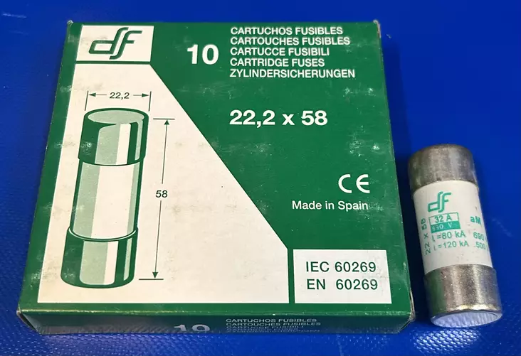 22*58 mm 32A 690V aM Putkivaroke iskurilla - Keraamiset putkisulakkeet aM - 442232 - 1