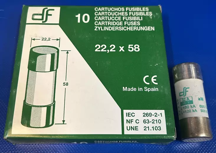 22*58 mm 32A 690V aM Putkivaroke - Keraamiset putkisulakkeet aM - 3121474-442032 - 1