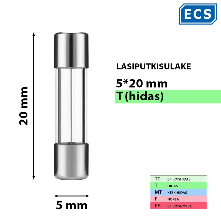 5*20 mm 125mA 250V T Lasiputkisulake - Lasiputkisulakkeet 5x20mm - 3021326-5420012 - 1