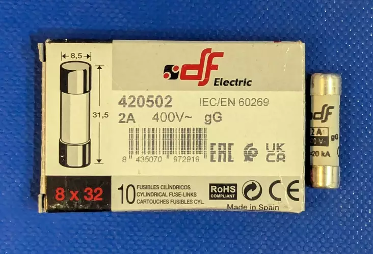 8,5*31,5 mm 2A 400V gl-gG Putkivaroke - Keraamiset putkisulakkeet gG - 3121376-420502 - 1