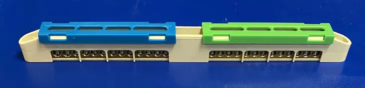 N+PE- rima LZ-12 2*(13x1,5-16mm²) Sini-vihreä - Ruuviliitäntäiset 2-kiskoiset N- ja PE-k - 47112 - 1