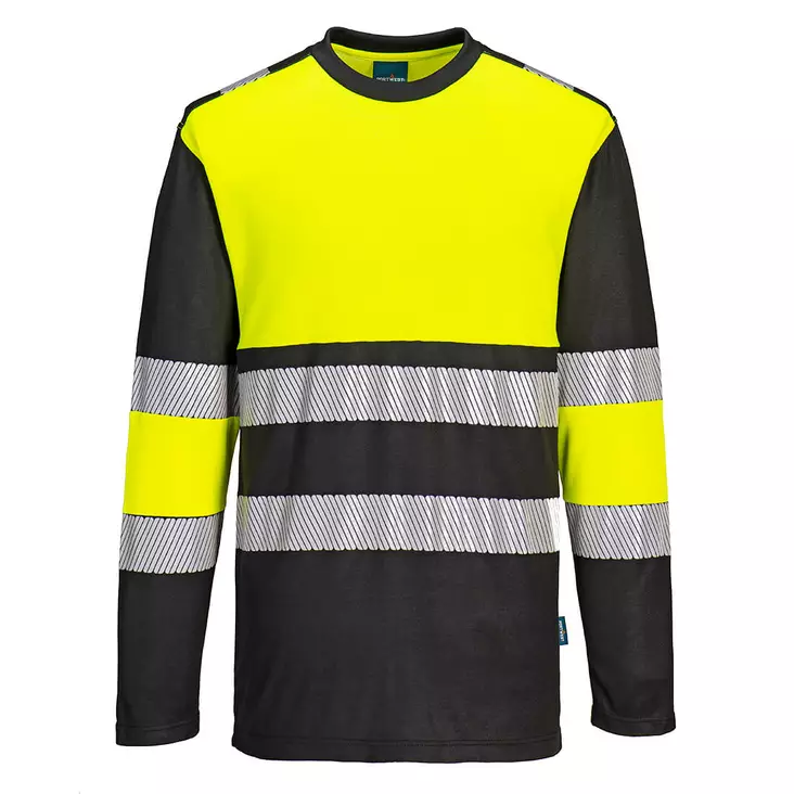 Pitkähihainen huomio T-paita katkoheijjastimilla Hi-Vis kelta-musta ja oranssi-musta PW3 LK1 - Miesten pitkähihaiset työ T-paidat - PW312 - 1