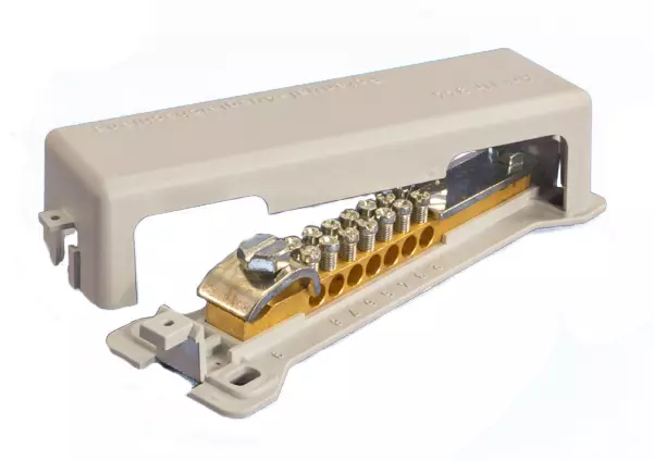 Pot.tasaus kisko 7*16mm²+3,5*30mm+50mm²/kannella - Potentiaalintasauskiskot taustalevykiinn - 1901532 - 1