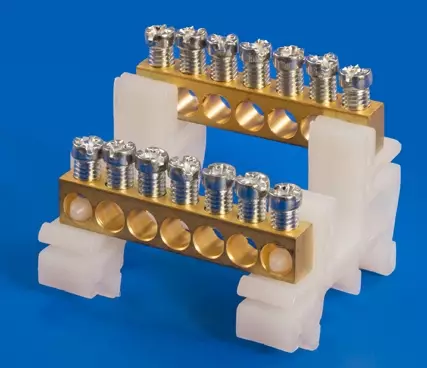 SET-1 kiskopaketti 2*(5kpl 1,5-16mm² liittimiä) - Ruuviliitäntäiset 2-kiskoiset N- ja PE-k - 1901542 - 1