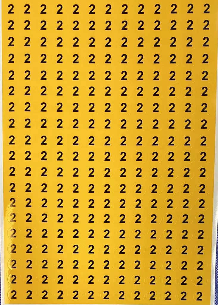 Tarra numero 2 Kelta musta 247kpl A4-arkilla - A4 4-väri Muotoonleikatut tarrat  - TAR2 - 1