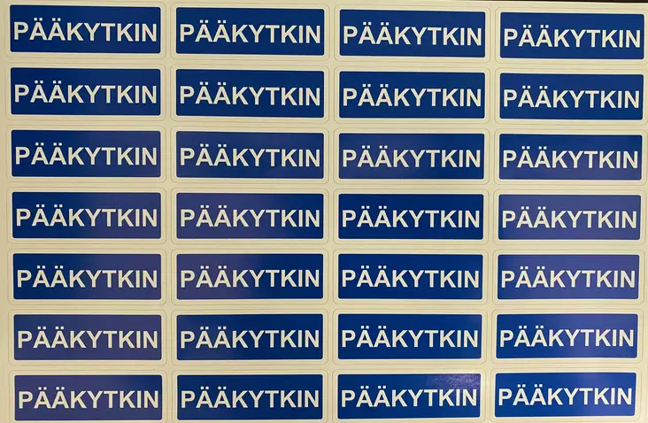 Tarra Pääkytkin Keskikoko 25*70 mm 28 kpl/arkki - A4 4-väri Muotoonleikatut tarrat  - TARPAAkytkin2 - 1