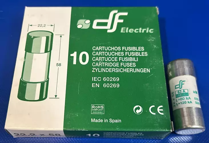 22*58 mm 63A 690V aM Putkivaroke - Keraamiset putkisulakkeet aM - 3121477-442063 - 1