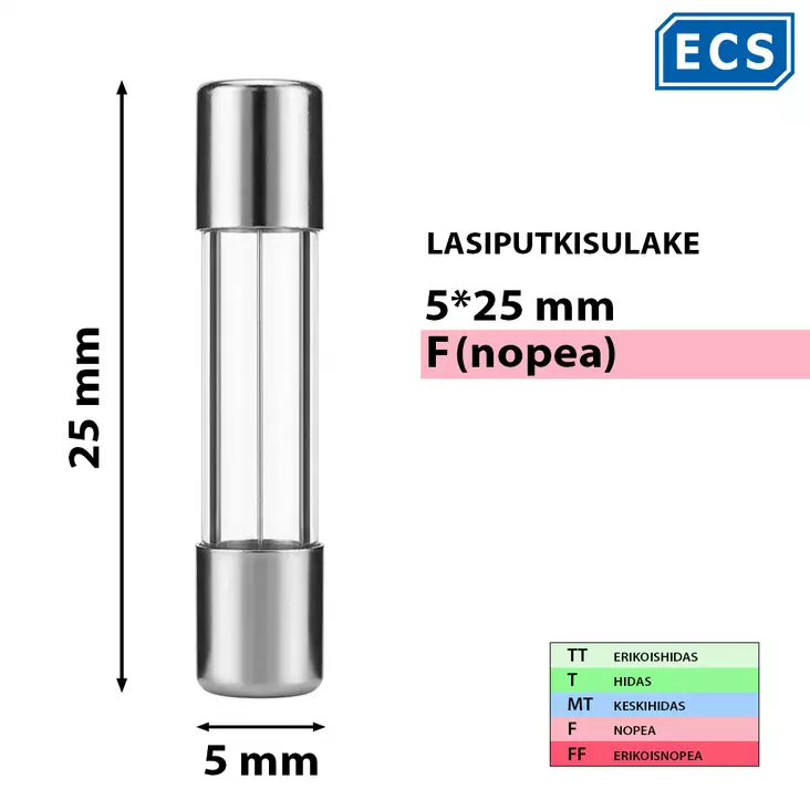 5*25 mm 40mA 250V F Lasiputkisulake - Lasiputkisulakkeet 5x25mm - 525603 - 1