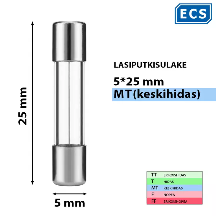 5*25mm 40mA 250V M Lasiputkisulake - Lasiputkisulakkeet 5x25mm - 525203 - 1