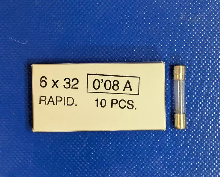 6,3*32 mm 0,08A 250V F Lasiputkisulake - Lasiputkisulakkeet 6,3x32mm nopeat (F) j - 504003 - 1