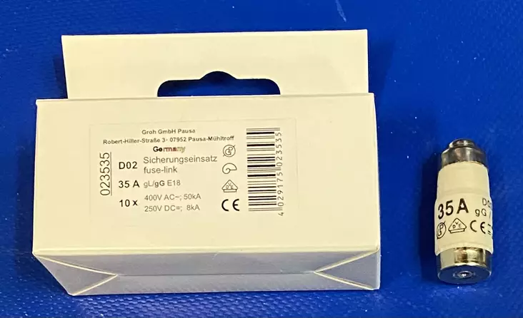 D02 Tulppasulake 35A Neozed 400Vac tai 250Vdc - Neozed tulppasulakkeet D01 / E14, D02 /  - 3021149-2212003 - 1