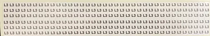 Johdinmerkintä tarraliuska 36*(6x L3) 6*38 mm - A4 4-väri Muotoonleikatut tarrat  - TARliuskaL3 - 1