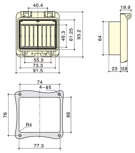 DIN-aukon läppäkansi 4-Mod. Syvä ruuvi IP67 - DIN-Aukkoläppäkannet kotelon pinnasta up - NP44 - 2