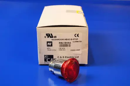 Sienipainike valolla pun40mm,vapaut,vetämällä IP65 - 22mm HÄTÄ-Seis-, ohjaus- ja 1-0 painikke - RB2BW64 - 1