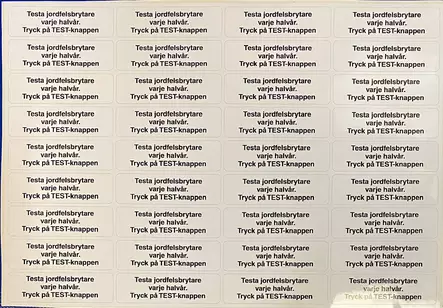 Tarra TEST-jordfelsbrytare Valkoinen tarra musta teksti 20x70mm 36kpl arkilla - A4 4-väri Muotoonleikatut tarrat  - TARVVS4 - 1