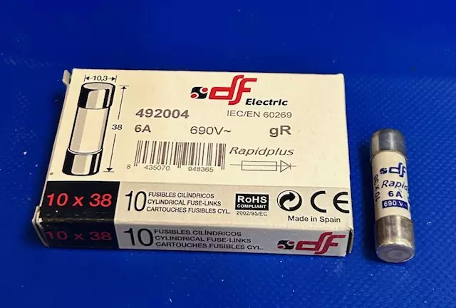 10*38 mm 6A 690V gR Putkivaroke Erikoisnopea keraaminen putkisulake - Erikoisnopeat putkisulakkeet gR - 3121335-492004 - 1