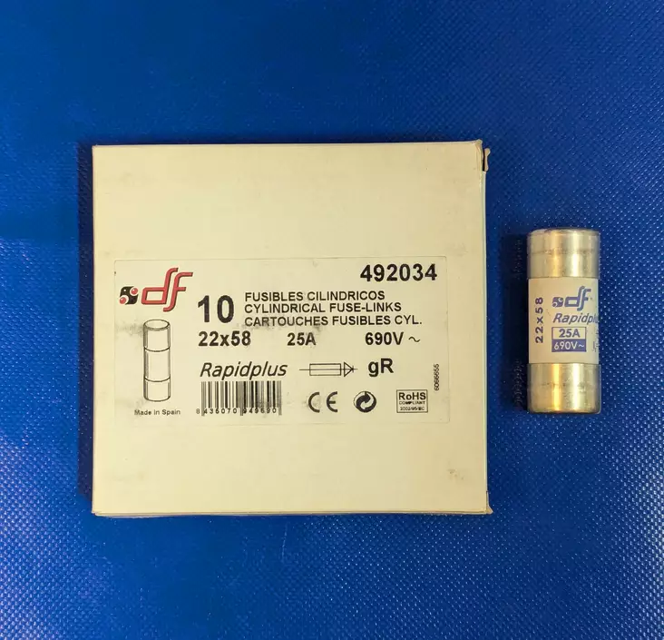 22*58 mm 25A 690V gR Putkivaroke iskurilla - Erikoisnopeat putkisulakkeet gR - 3121355-492034 - 2