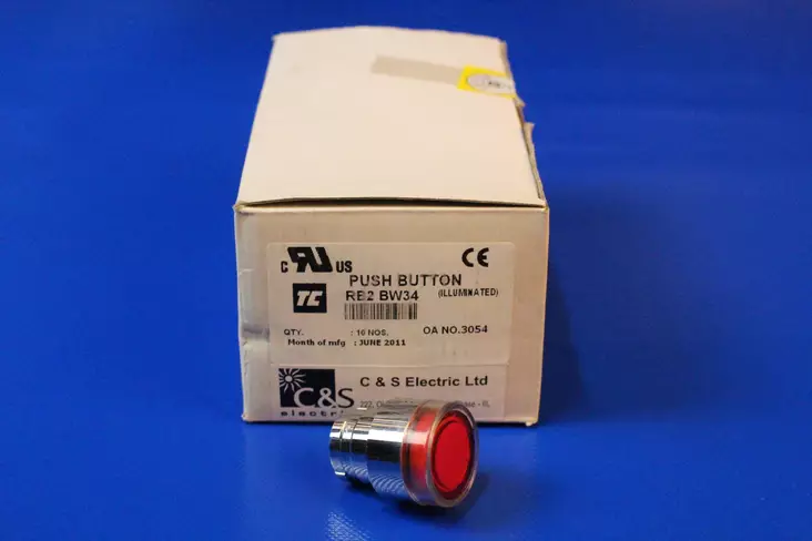 Merkkivalopainike punainen, jousipalautteinen IP65 - 22mm HÄTÄ-Seis-, ohjaus- ja 1-0 painikke - RB2BW34 - 1