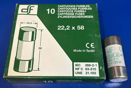 22*58 mm 125A 400V aM Putkivaroke iskurilla - Keraamiset putkisulakkeet aM - 442215 - 1