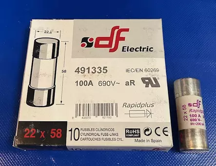 22*58 mm 100A 660Vac / 500Vdc aR Putkivaroke - Erikoisnopeat putkisulakkeet aR - 3121332-491335 - 1