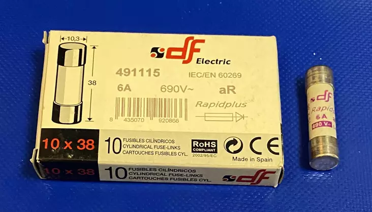 10*38 mm 6A 690Vac 400Vdc aR 200kA Putkivaroke - Erikoisnopeat putkisulakkeet aR - 3121301-491115 - 1