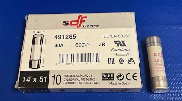 14*51 mm 40A 690Vac / 700Vdc UR Putkivaroke Erikoisnopea keraaminen putkisulake - Erikoisnopeat putkisulakkeet aR - 3121323-491265 - 1