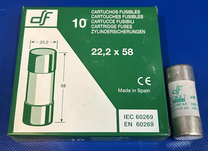 22*58 mm 25A 690V aM Putkivaroke - Keraamiset putkisulakkeet aM - 3121473-442025 - 1